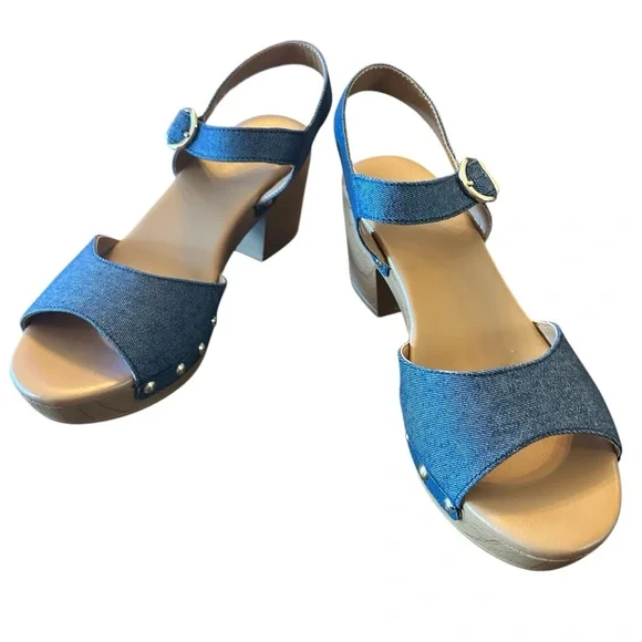 Style & Co Anddreas Navy Canvas Platform Block-Heel Sandals Size 6.5 - Picture 5 of 10